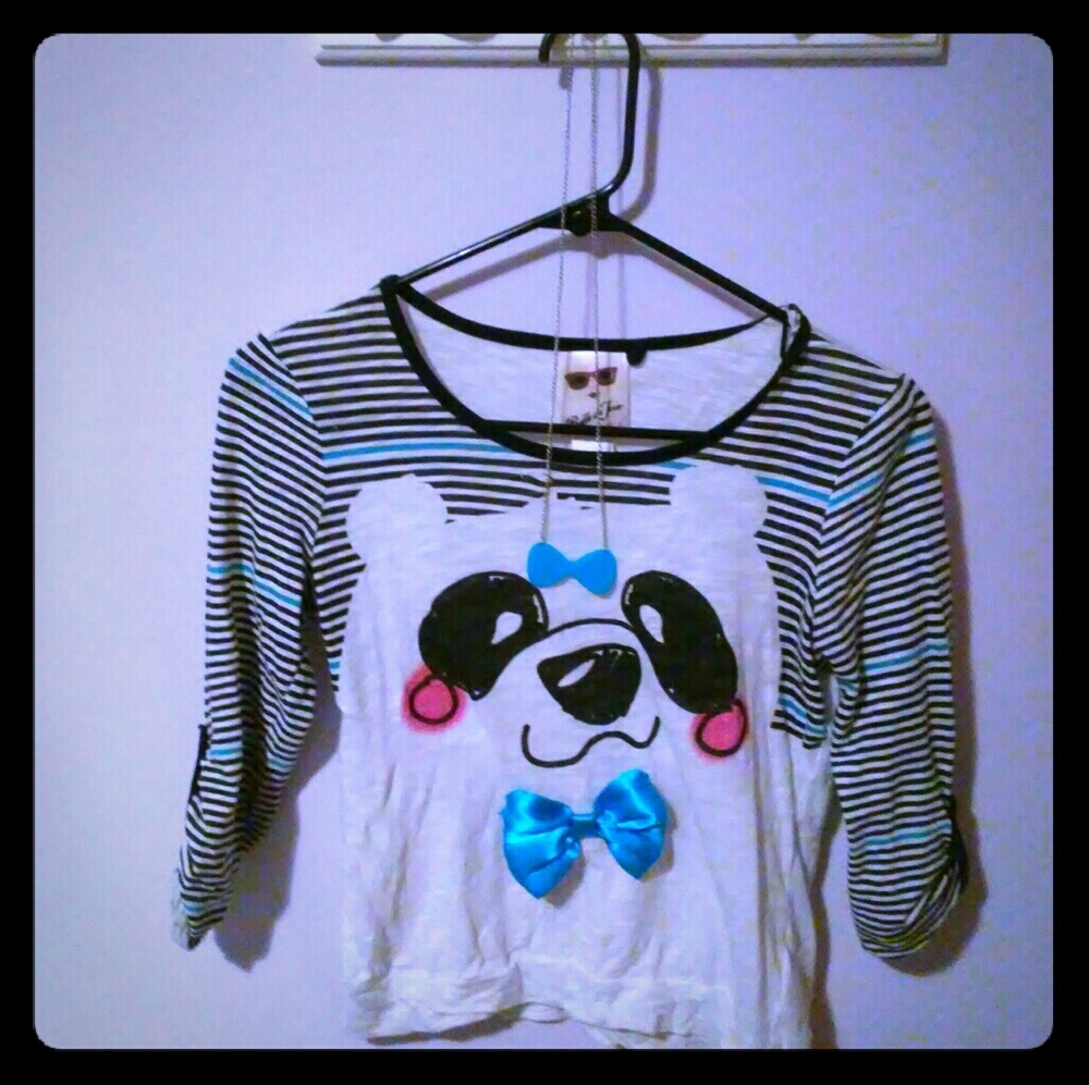 Belle du Jour Panda Shirt with necklace